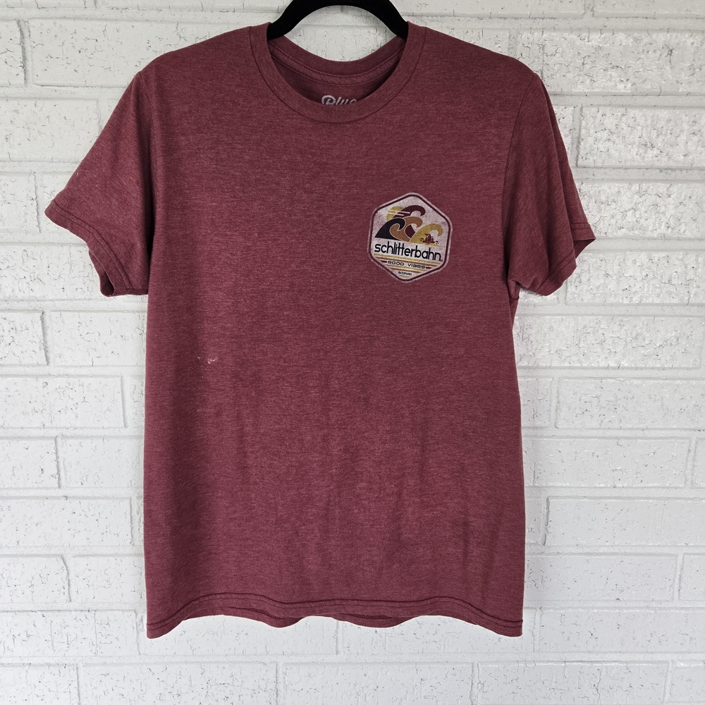 1185 Schlitterbahn t-shirt. Blue 84 brand.   Blue 84 Maroon Graphic Tee